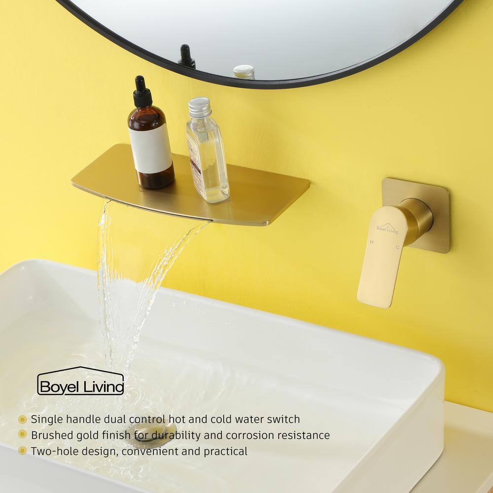 Boyel Living Single Handle Wall Mounted Faucet with Valve in Brushed Gold SMD-2414BG