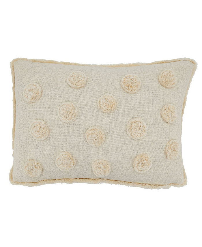 Saro Lifestyle Pom Pom Applique Decorative Pillow， 12