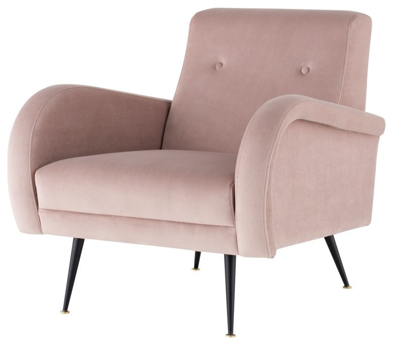 Eunice Occasional Chair Blush Velour   Midcentury   Armchairs And Accent Chairs   by Peachtree Fine Furniture  Houzz