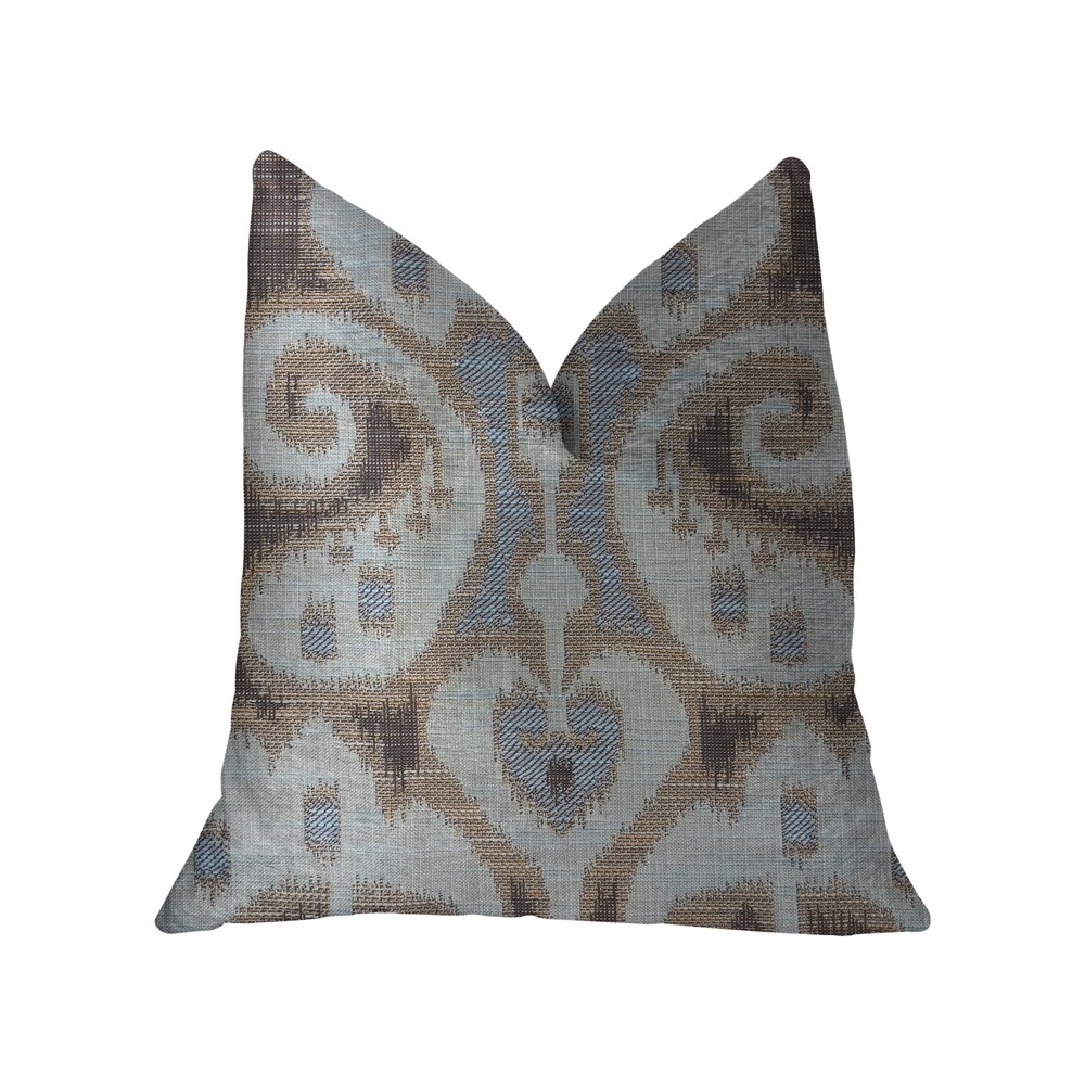 Plutus Paragon Brown  Blue and Beige Luxury Throw Pillow