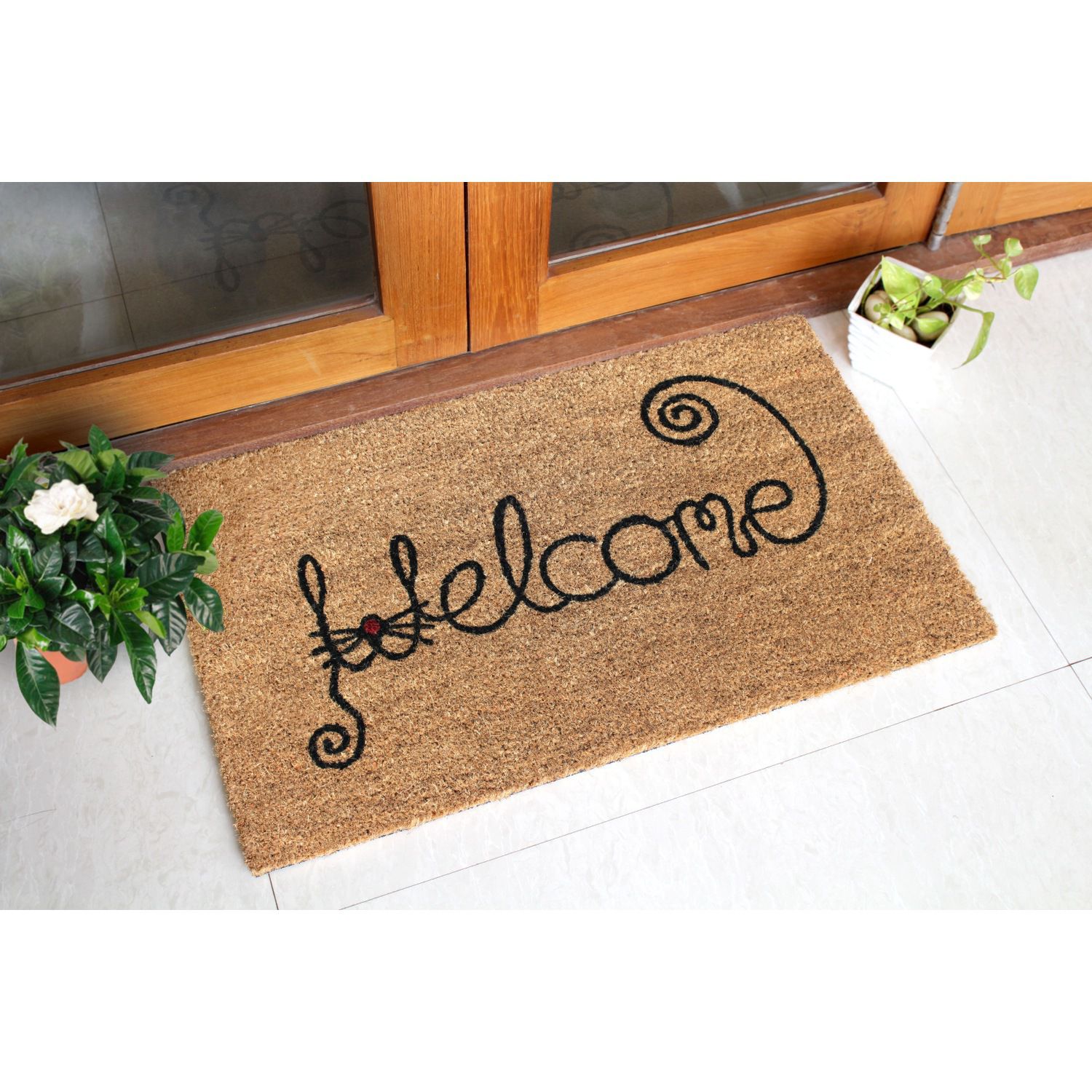 RugSmith Welcome Cat Face Doormat - 18'' x 30''