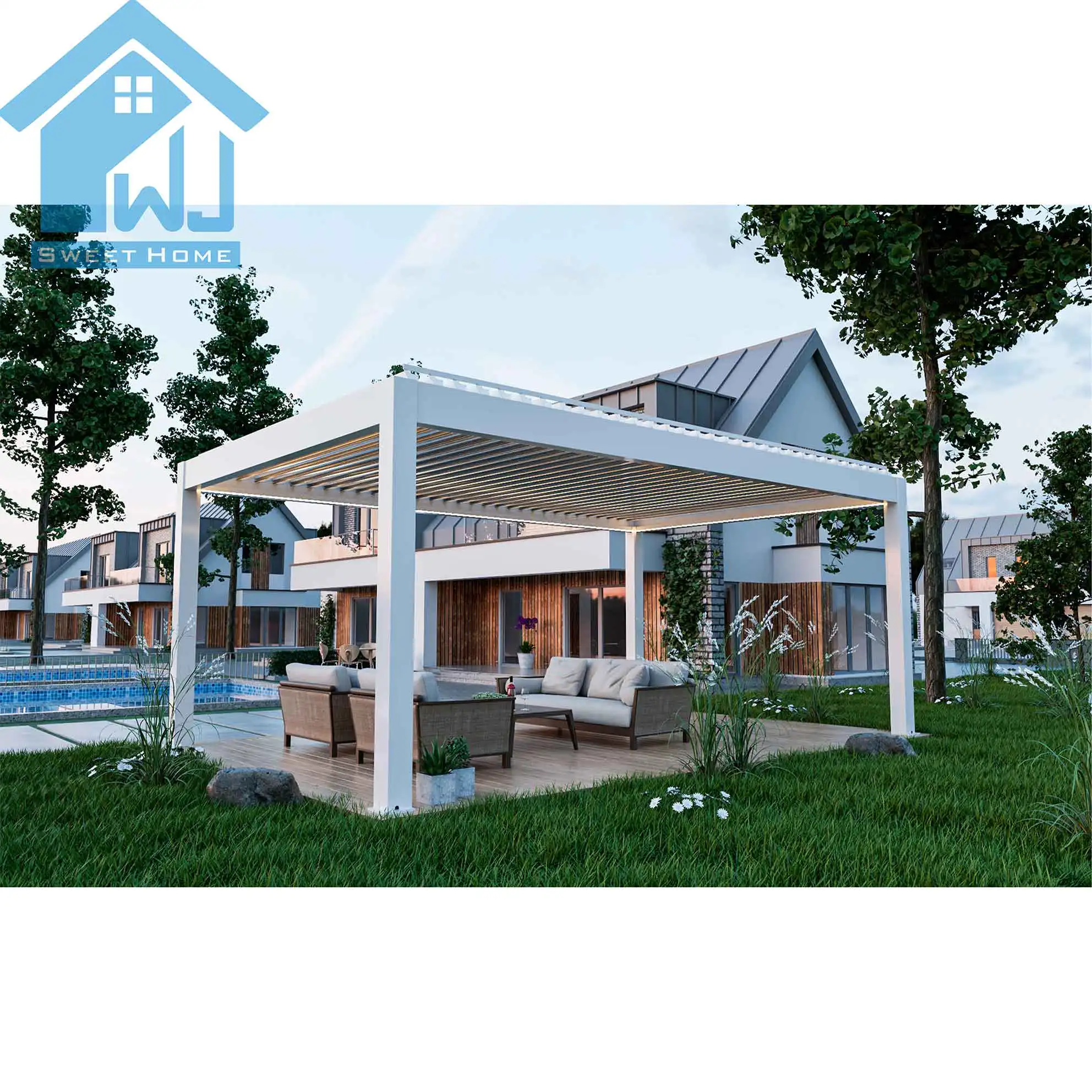 100% Waterproof Louvered Standard Sizes Aluminum pergola Arches Pergolas  Fast Delivery Chinese Factory Directly Supply