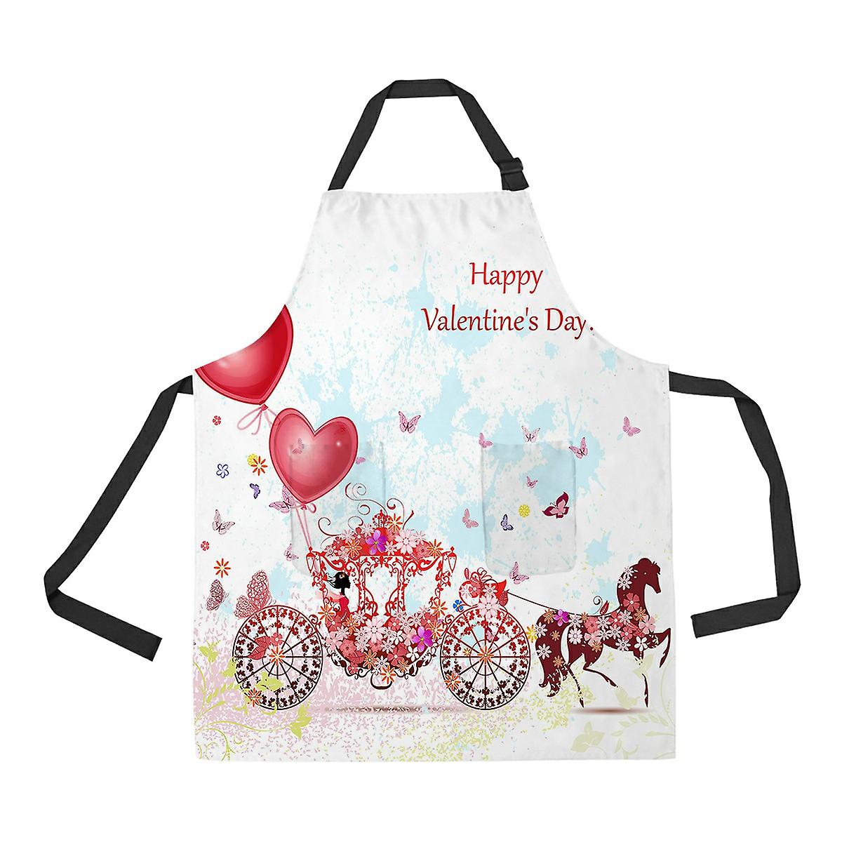 Girl In A Carriage Valentines Apron Home Kitchen Apron With Pockets