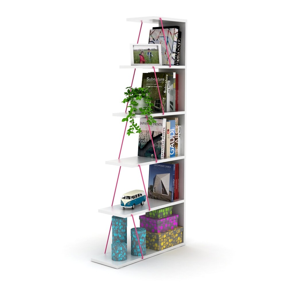 Furnish Home Store Modern 5 Tier Ladder Bookshelf Organizers  Narrow Bookshelf for Small Spaces Office Furniture Bookcase