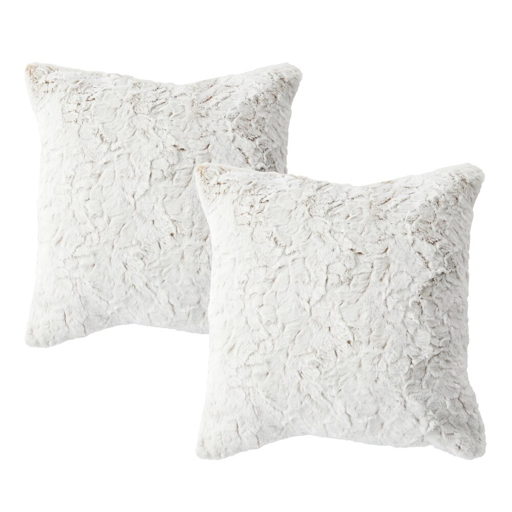 Humble + Haute Indoor Faux Fur Knife Edge Square Pillows (Set of 2)