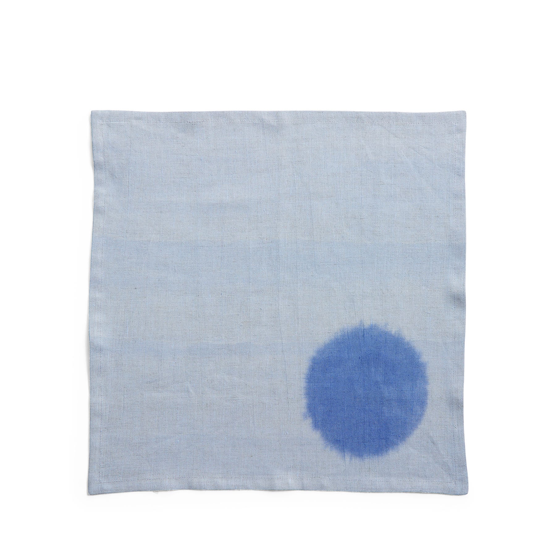 Hand-Painted Linen Napkin in Ultramarine Circle