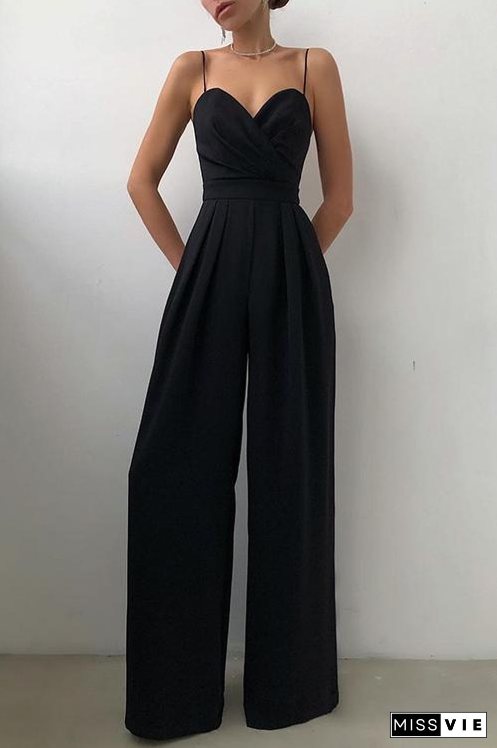 Minimalism Wide Leg Slip Jumpsuits