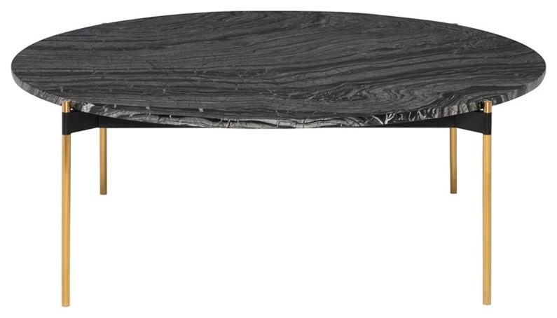 Brunello Coffee Table Black Wood Vein Marble Top Brushed Gold   Contemporary   Coffee Tables   by V.S.D Furniture  Houzz