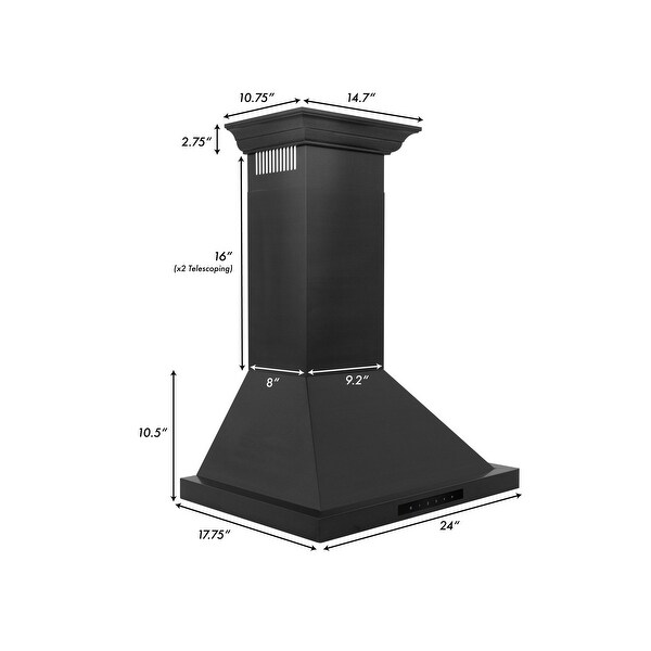 ZLINE Black Stainless Steel Convertible Vent Wall Mount Range Hood