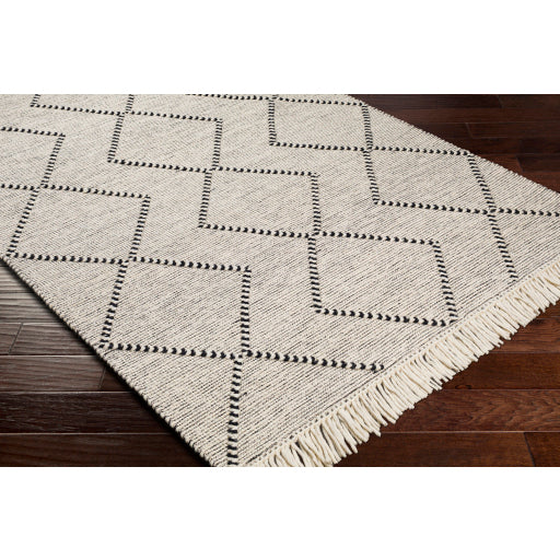 Uttar Rustic Wool Black-white Rug