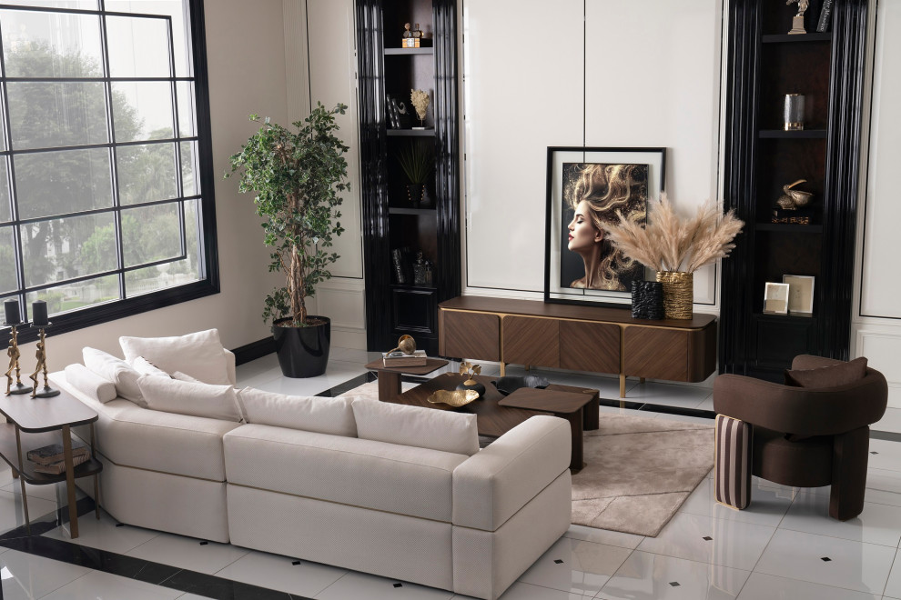 Amora Accent Chair Brown/Eggshell Walnut   Contemporary   Armchairs And Accent Chairs   by Michael Amini  Houzz