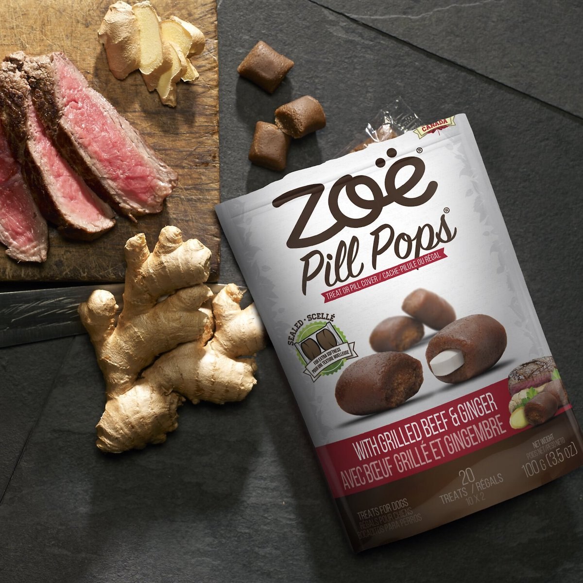 Zoe Pill Pop Grilled Beef with Ginger Dog Treats