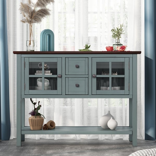 45'' Modern Console Table with 2 Drawers， 2 Cabinets and 1 Shelf