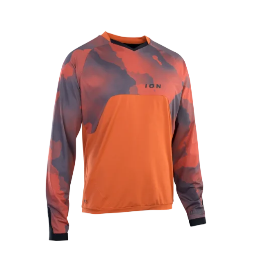 ION Traze Amp AFT Long Sleeve MTB Jersey - Crimson Earth