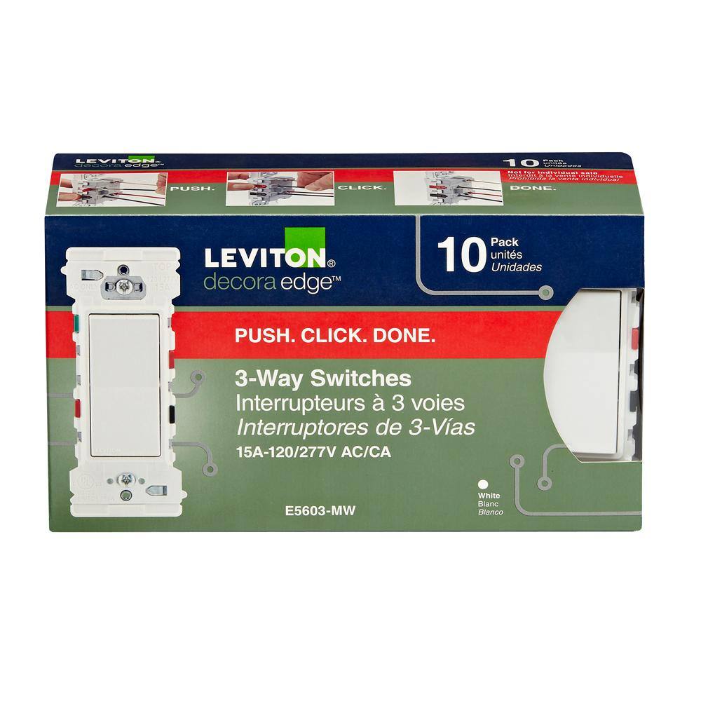 Leviton Decora Edge 15 Amp 3-Way Switch 10-Pack White M02-E5603-0MW