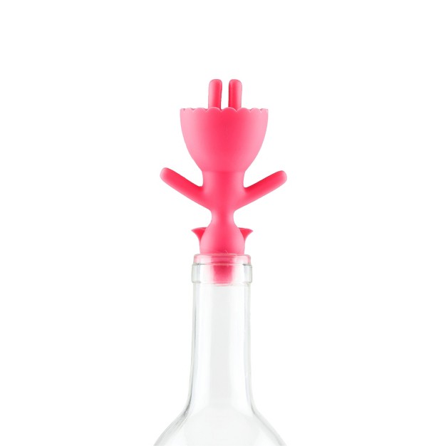 Truezoo Betty Bottle Stopper Novelty Wine Corks Wine Bottle Plugs Wine Preserver Barware Accessories Silicone Pink Set Of 1