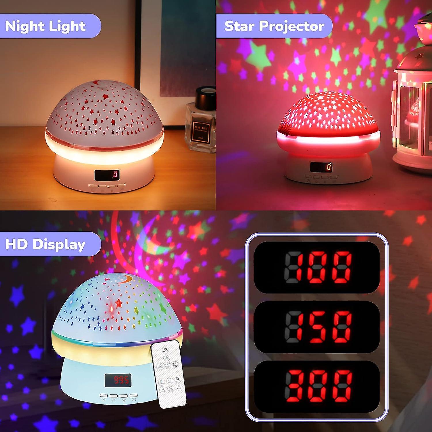 Remote Control And Timer Design Starry Sky Rotating Star Projector Night Light，16 Colorful Projector Light Dimmable Led Bedside Lamp，glow In The Dark