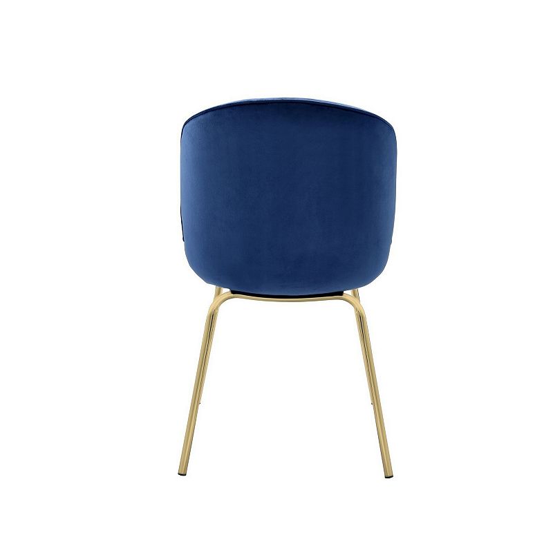 Side Chair with Fabric and Bucket Design， Set of 2， Blue and Gold