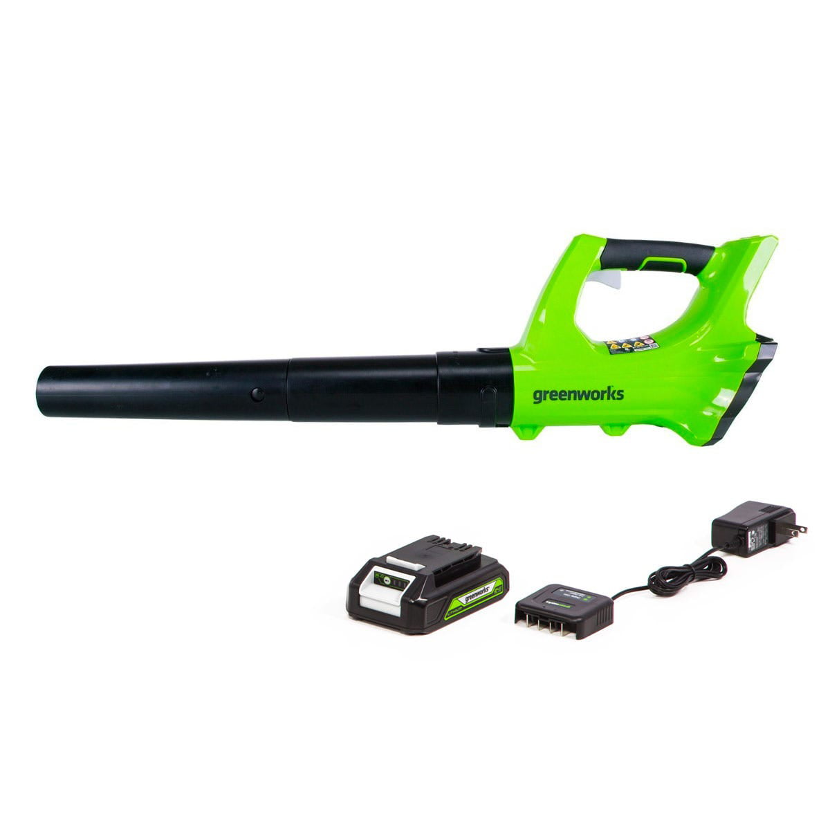 Greenworks 24V 330 CFM 100 MPH Axial Leaf Blower with 2Ah Battery and Charger， 2403502