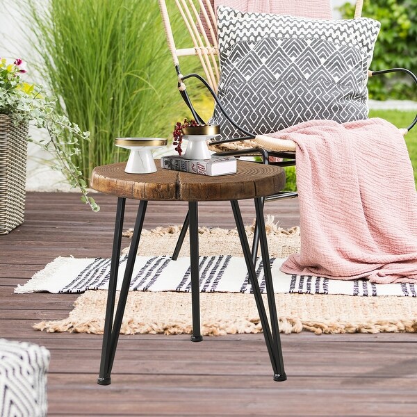 VENTOPYR MGO Faux Wood Outdoor Round Side Coffee Table