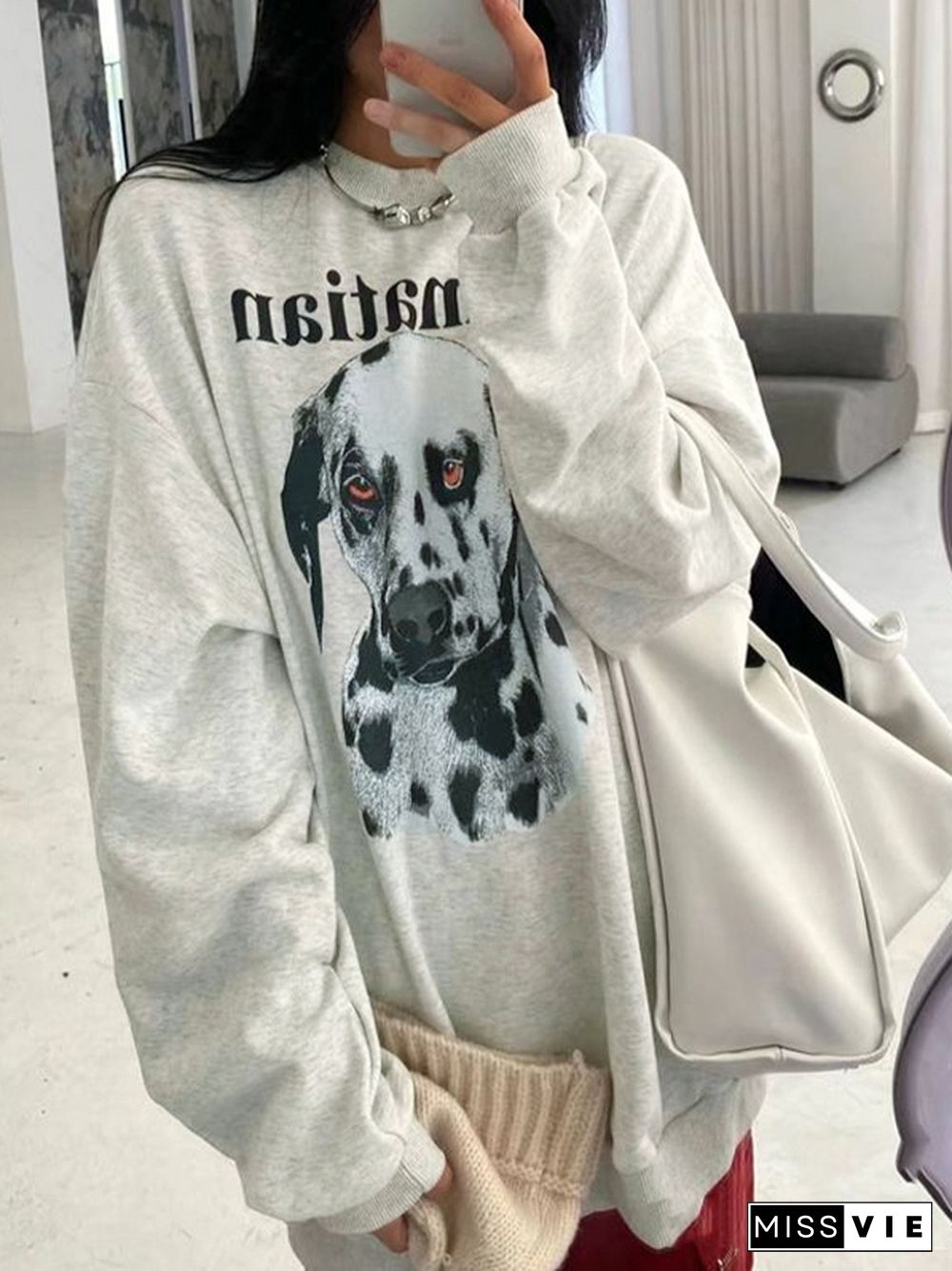 Puppy Print Loose Sweatshirt