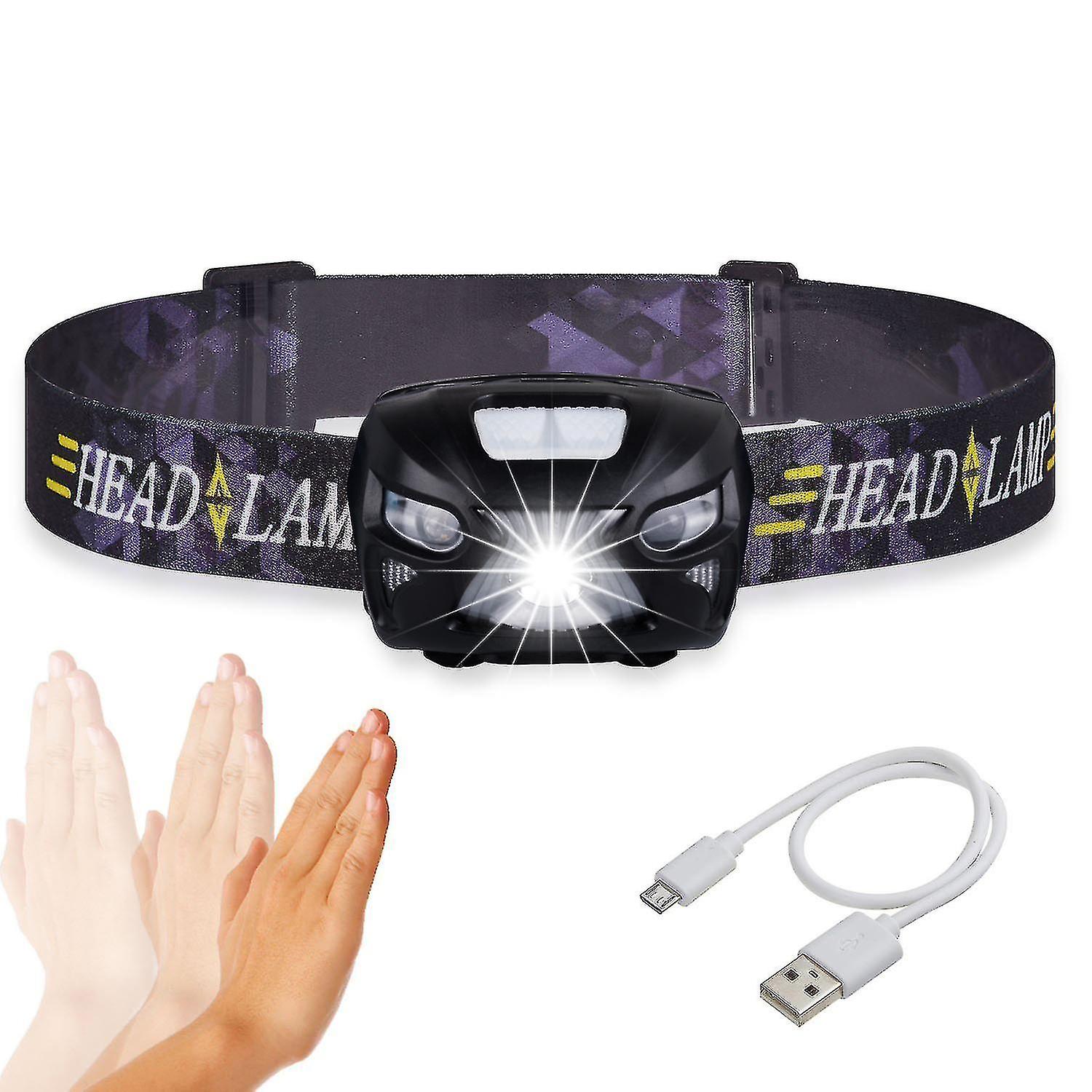 Led Head Torch Headlamp Motion Sensor Control