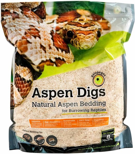 Galapagos Aspen Digs Natural Aspen Reptile Terrarium Bedding， 8-qt bag