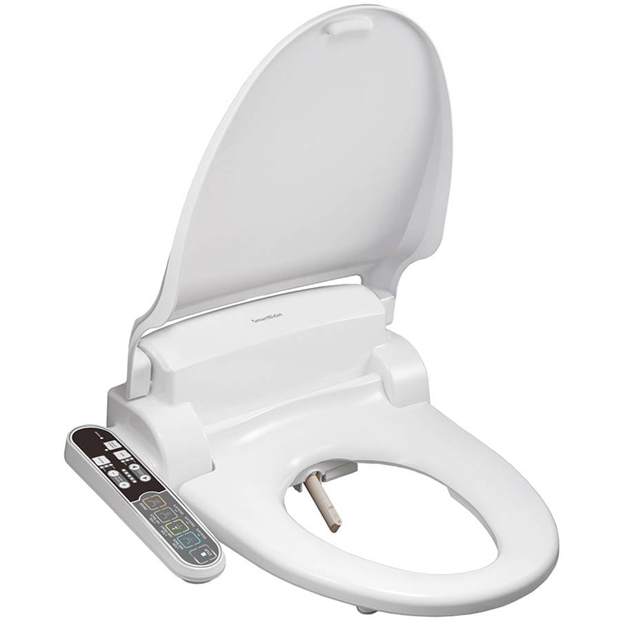 SmartBidet Electric Bidet Seat with Control Panel for Round Toilets, White