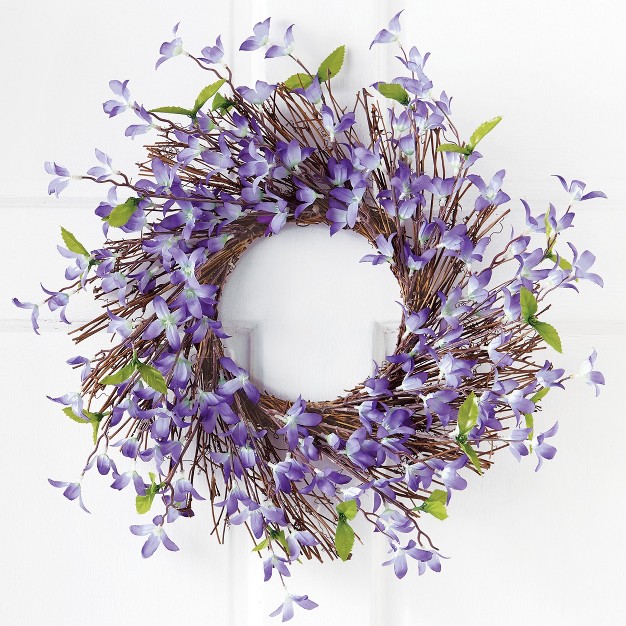 Collections Etc Spring Floral Forsythia Twig Wreath