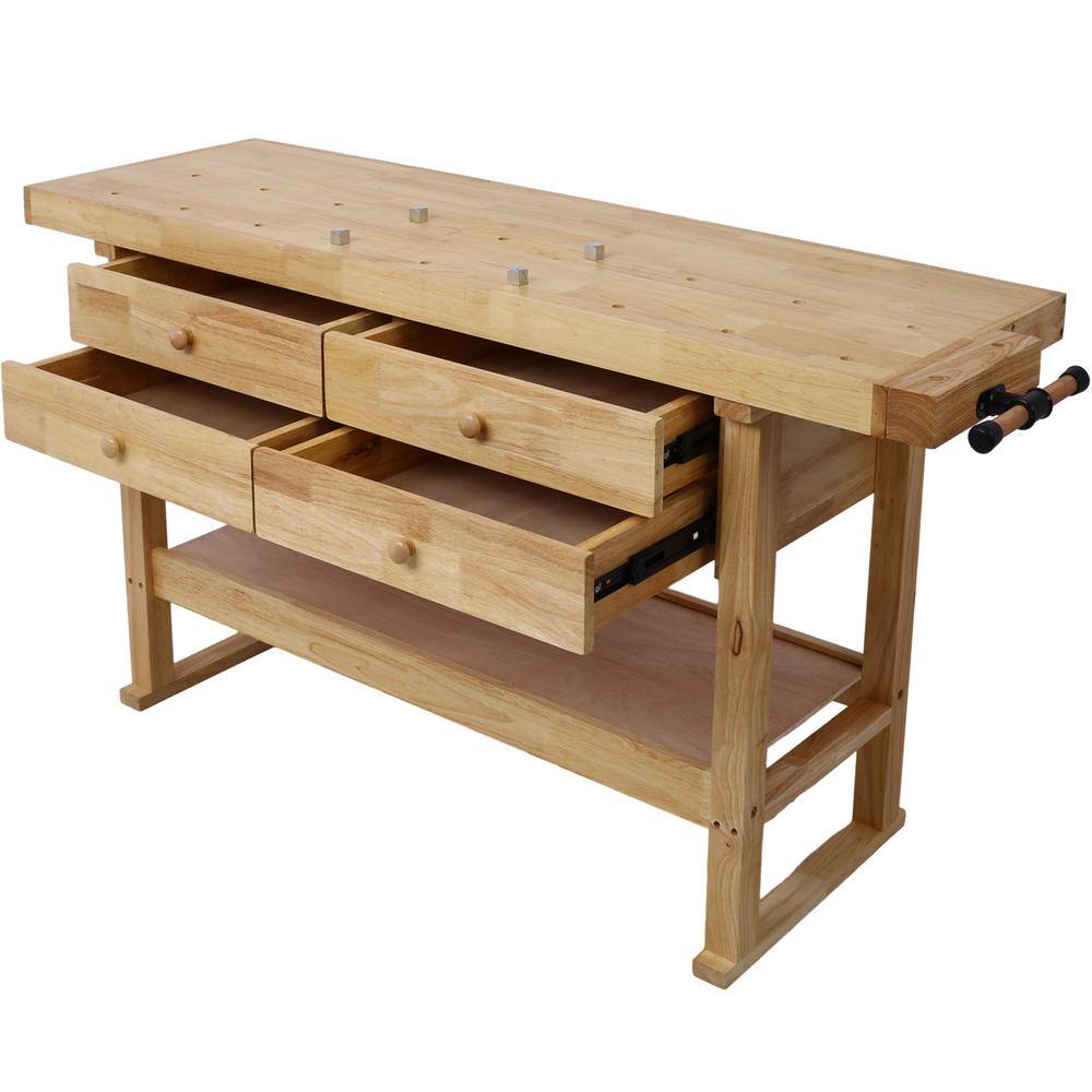 60 in. Wood Workbench with 4 Drawers Wooden Workbench for Garage Workshop and Home Workbench7