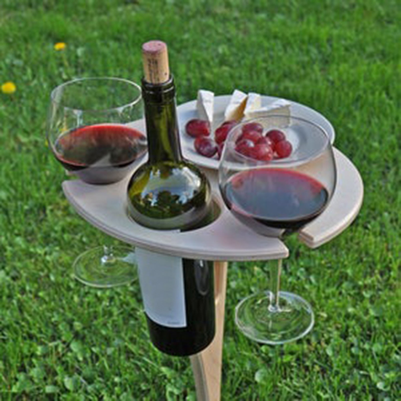 Follure room decor home decor Wine Holder Wooden Table Outdoor Beer And Wine Table Round Portable Wine Table White