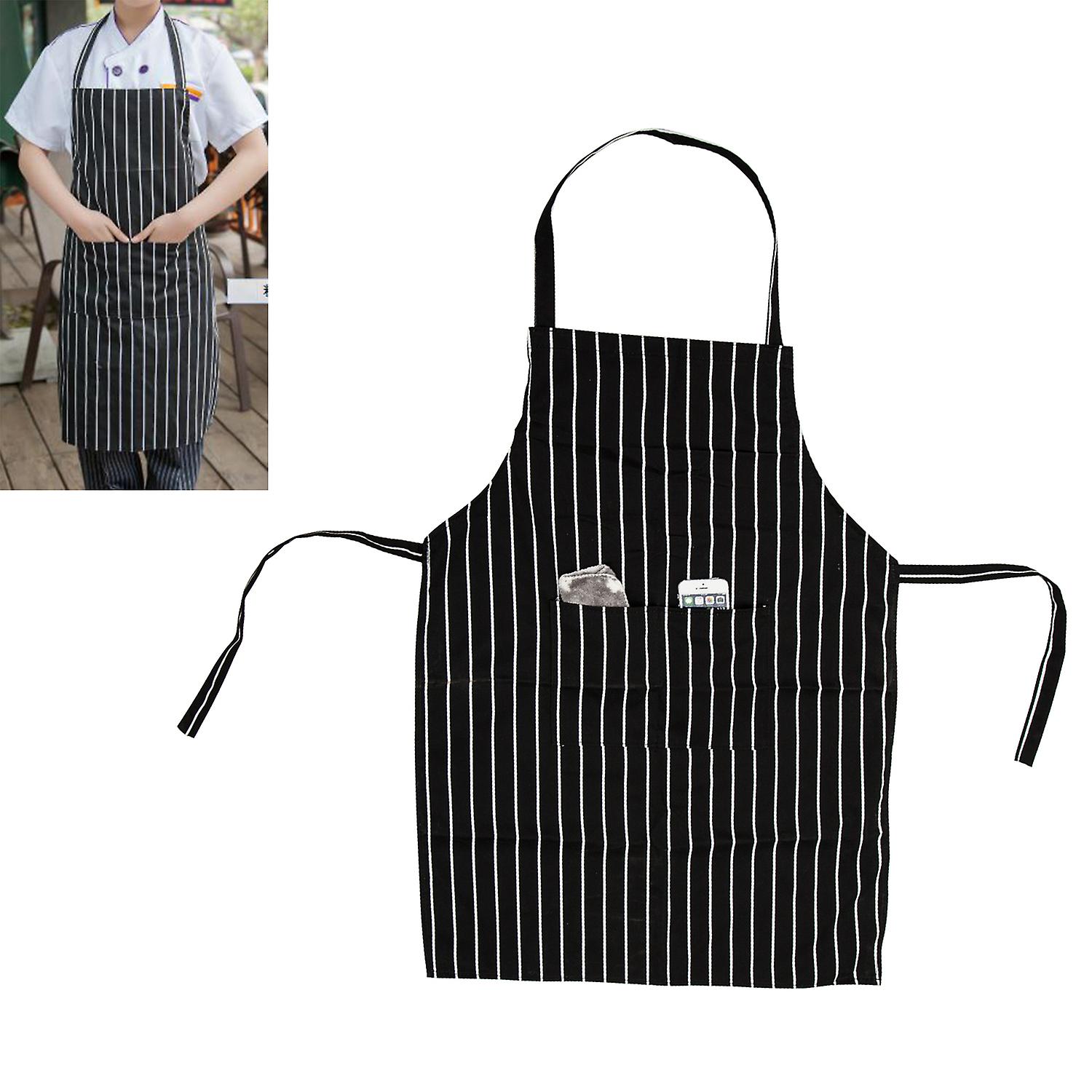 TRIXES Kitchen Chef Cooking Apron Black and White Stripe