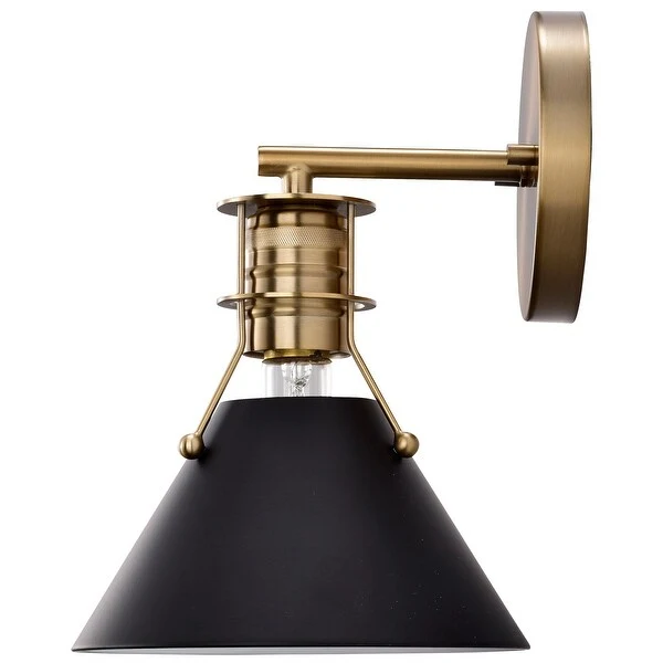 Outpost 1 Light Wall Sconce Matte Black with Burnished Brass