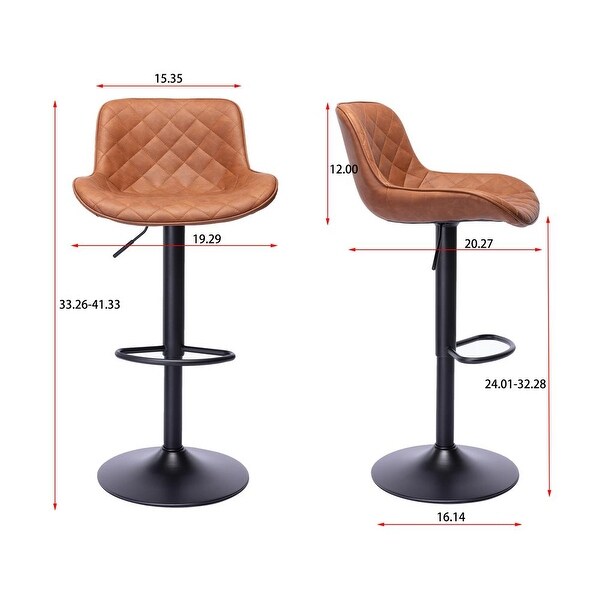 Set of 2 Swivel PU Bar Stools with Footrest and Base