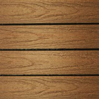 NewTechWood UltraShield Naturale 1 ft. x 1 ft. Quick Deck Outdoor Composite Deck Tile Sample in Peruvian Teak US-QD-ZX-TK-S