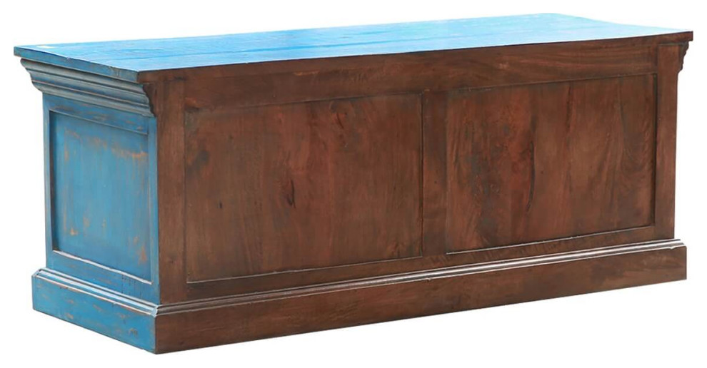 Hesperia Blue Distressed Solid Wood 47 quotTV Stand Media Cabinet   French Country   Entertainment Centers And Tv Stands   by Sierra Living Concepts Inc  Houzz