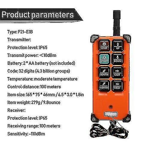 F21-e1b Dc12-72v Industrial Remote Control Switch Crane Crane Control Lift Remote Control One Send One Receive