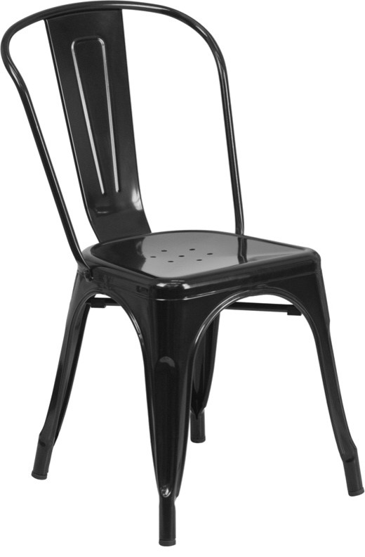 Metal Dining Chair  Glossy Black  Set of 4   Contemporary   Dining Chairs   by MIKGA  Houzz