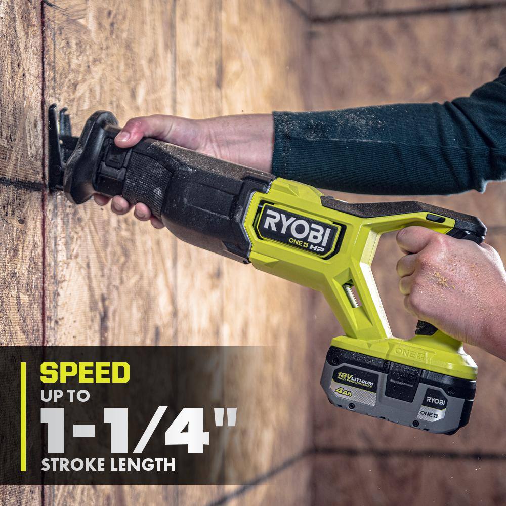 RYOBI ONE+ HP 18V Brushless Cordless Reciprocating Saw with FREE 2.0 Ah Battery (2-Pack) PBLRS01B-PBP2006