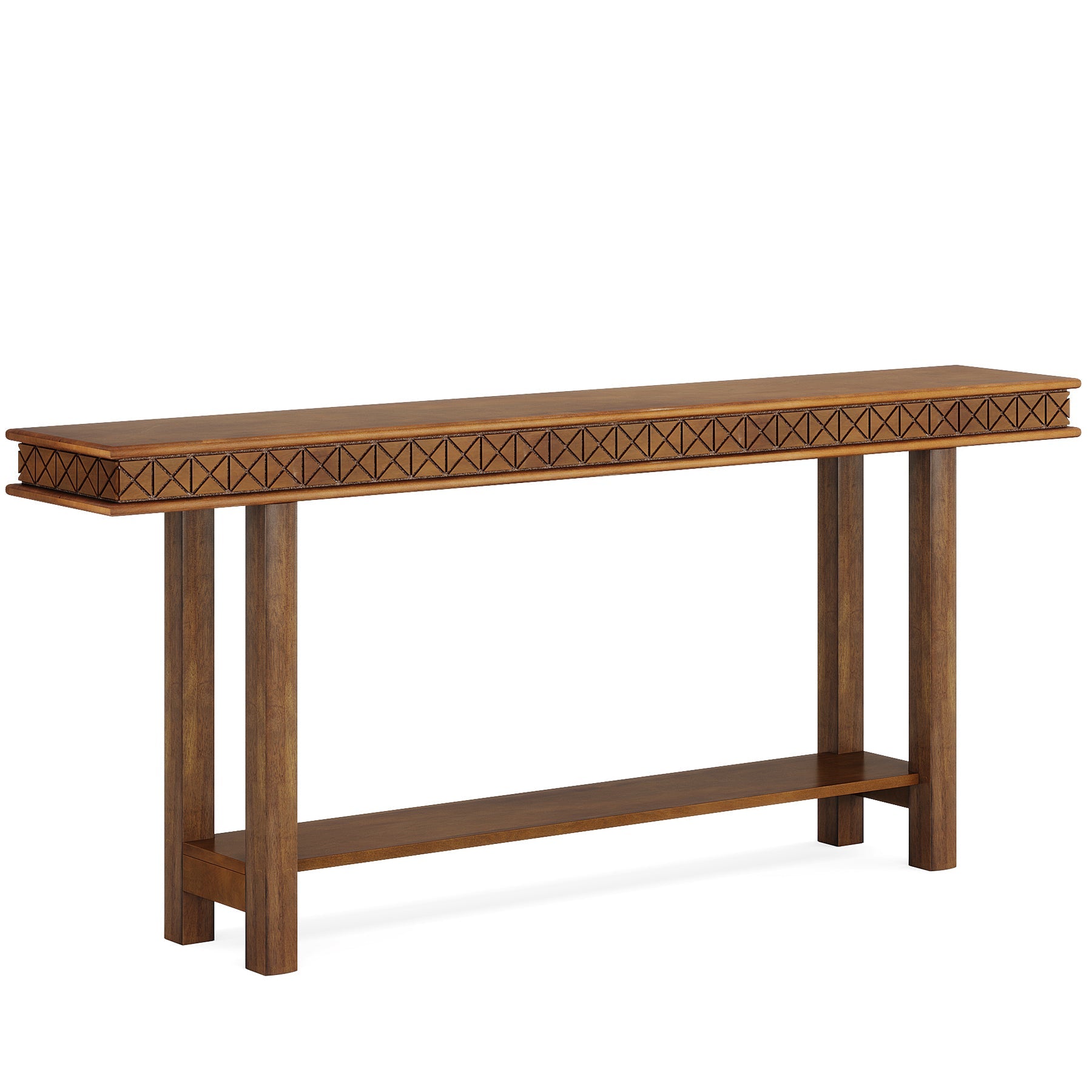 70.9-Inch Console Table, Wood 2-Tier Sofa Table Long Entryway Accent Table