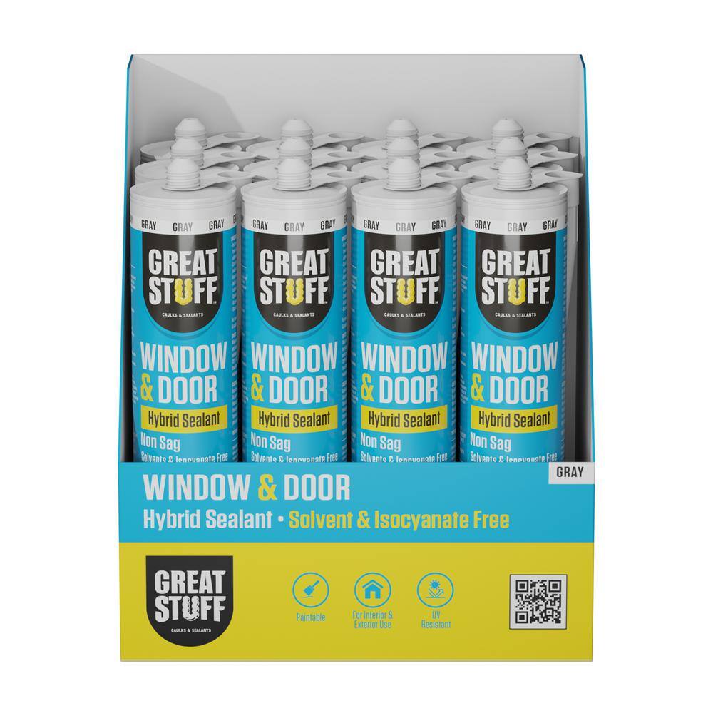 GREAT STUFF 10.1 fl. oz. Gray Window and Door Hybrid Polymer Sealant (12-Pack) 99DOOR3033X12