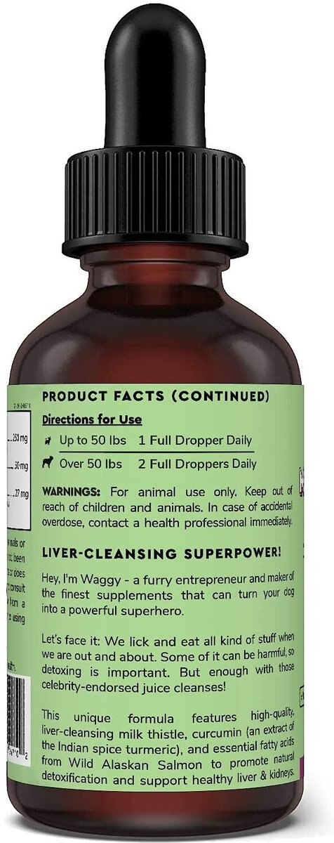 Wonder Paws Milk Thistle Liver and Kidney Health Liquid Supplement for Dogs， 2-oz bottle