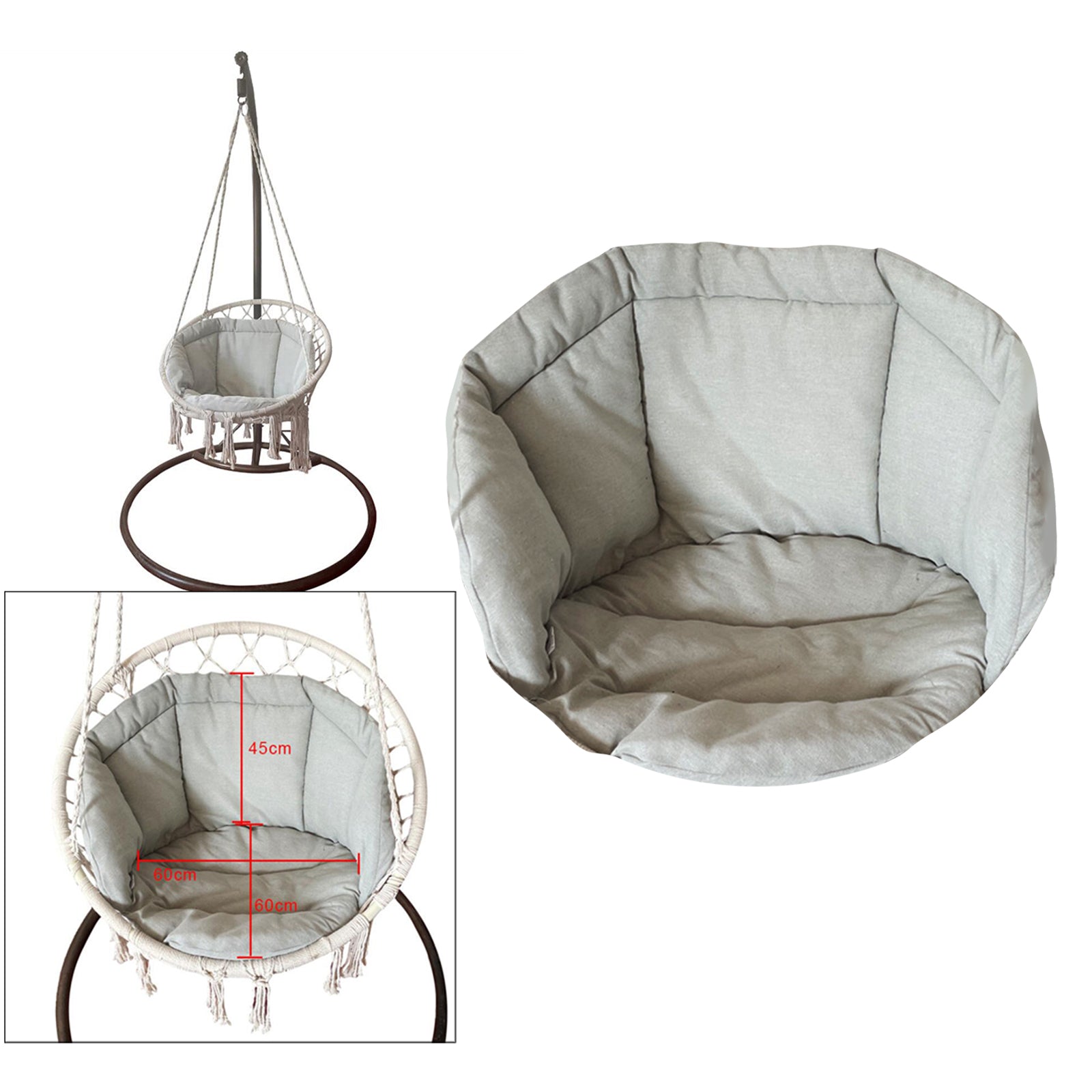 Swing Chair Cushion Hammock Pads Wicker Tear Drop Hanging Chair Yard Deck gray