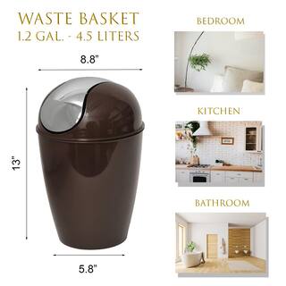 4.5 l1.2 Gal. Round Bath Floor Trash Can Waste Bin in Brown 6518160