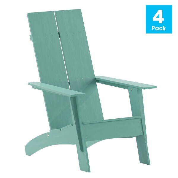 Set of 4 Modern Dual Slat Back Indoor/Outdoor Adirondack Style Chairs