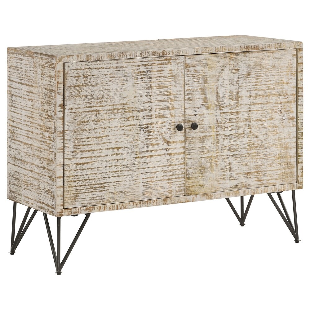 Coaster Furniture Eileen Rectangular 2 door Accent Cabinet Natural And White Washed   40.00'' x 16.00'' x 30.00''