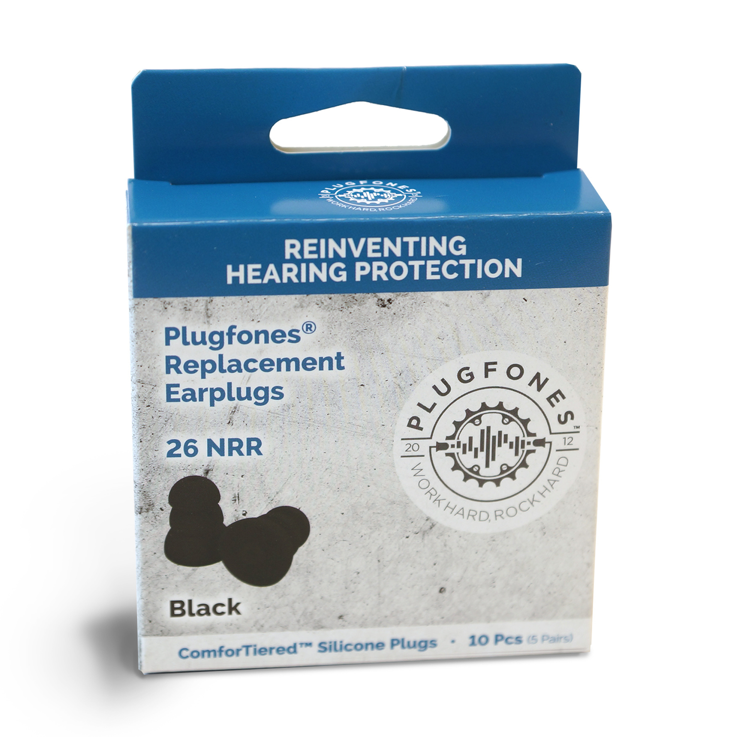 Plugfones ComforTiered 27 dB Silicone Replacement Tip Replacement Ear Plugs Black 5 pair