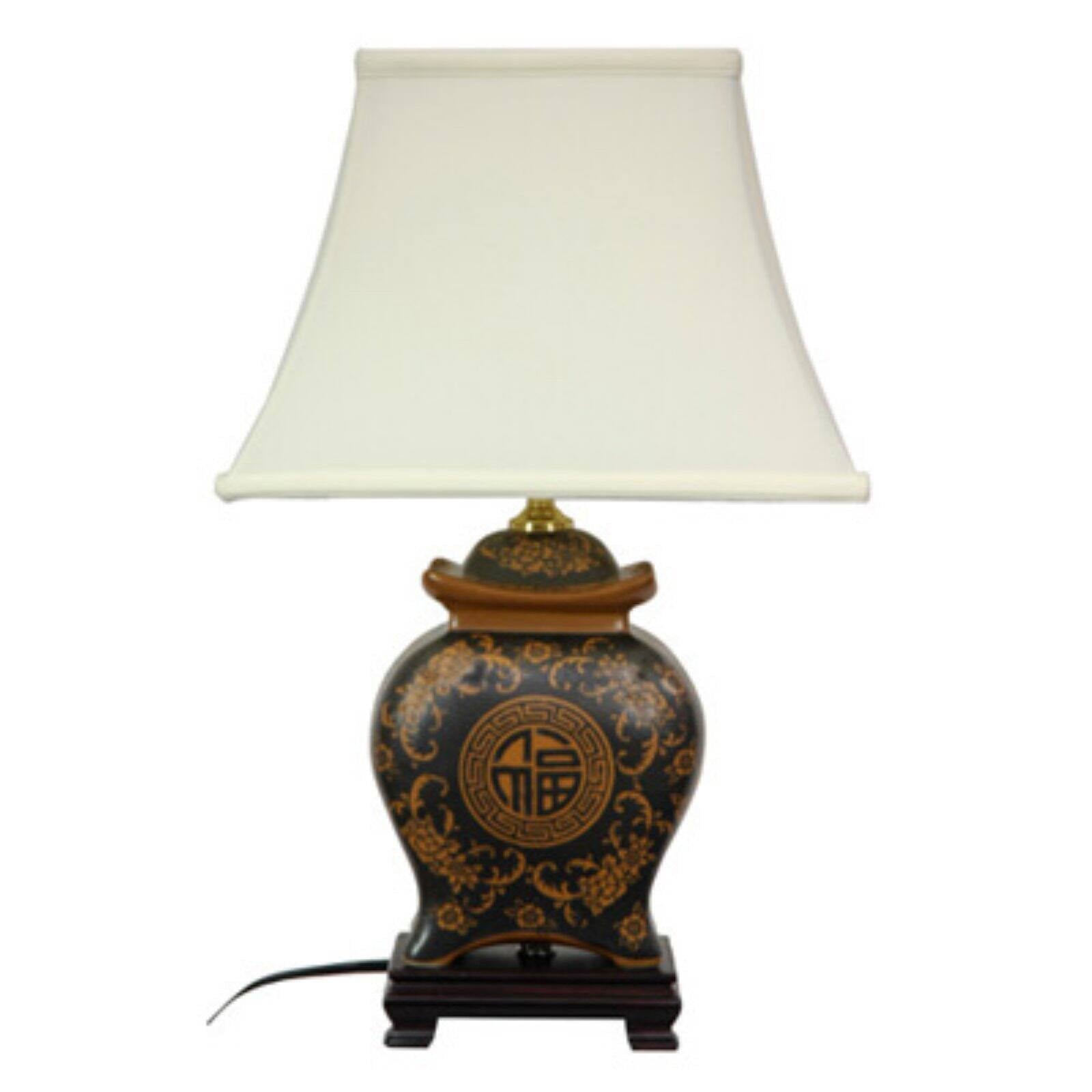 Oriental Furniture 19" Porcelain Lamp. Table tamp, hand crafted, Glazed