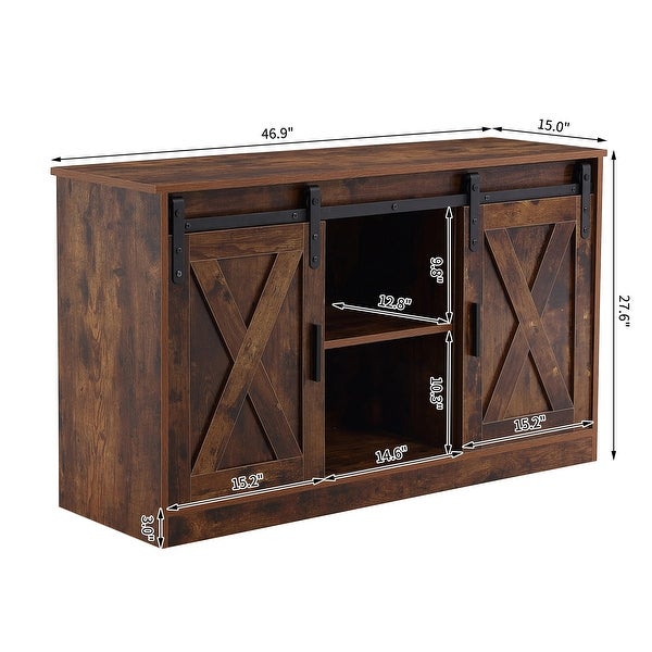 46.9 in. Entertainment Center TV Stand with 2 Sliding Barn Doors