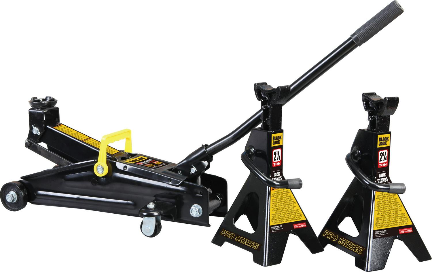 Black Jack 2.25 Ton Trolley Jack with 2.25 Ton Jack Stands in Case Black  T82253W